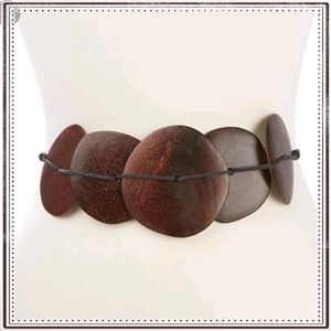 Natori  brown wood disc tie belt